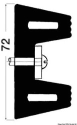 Szary profil PVC 72x30 mm Ścięty rozmiar 2m